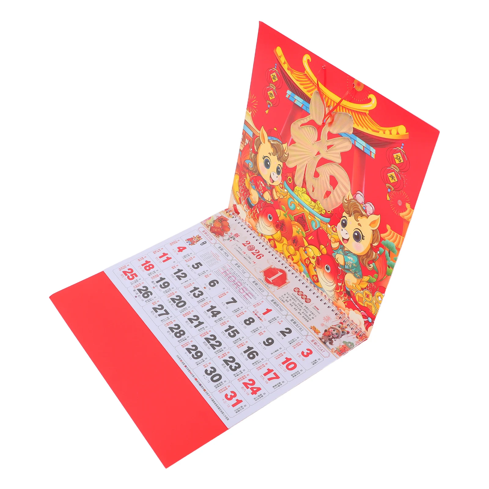 

2026 Wall Calendar Chinese Lunar Hanging Calendars Home Decoration Monthly Household Paper Birthday Reminder Office