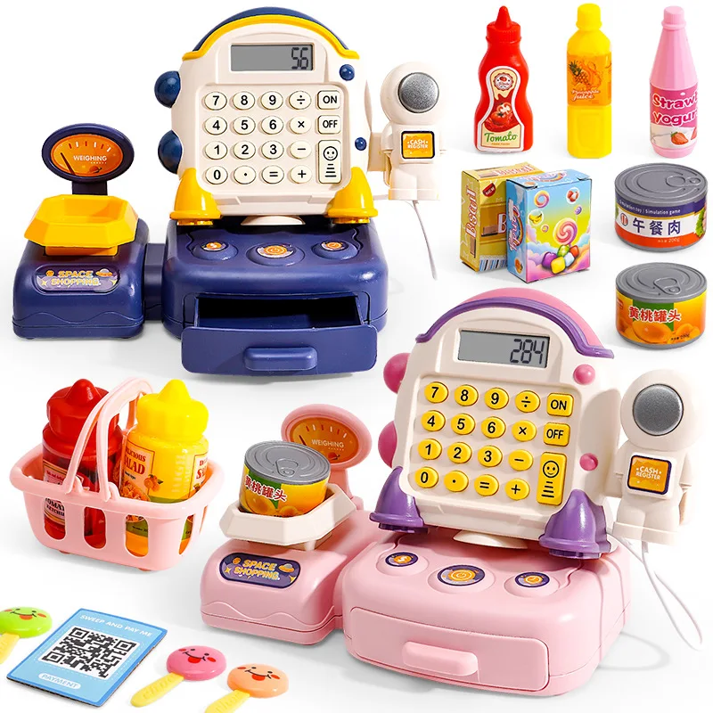 

Kids Multifunctional Cash Register Toy Cartoon Spaceman Cash Register Supermarket Shopping Girls Play House Interactive Game Toy