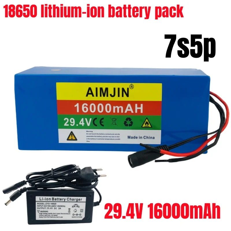 AIMJIN 7S5P 24V 16Ah 500w 29.4V 16000mAh 18650 Lithium Ion  Battery Pack For Wheelchair Electric Bicycle