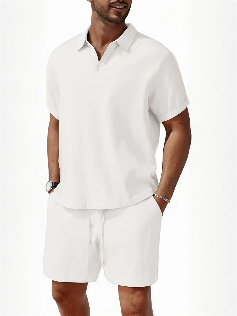 New Men's Summer Casual Sport 2 Piece Sets Fashion Cotton Linen Short Sleeve Shirt and Shorts Suit Men Loose Sport Shirt Outfits
