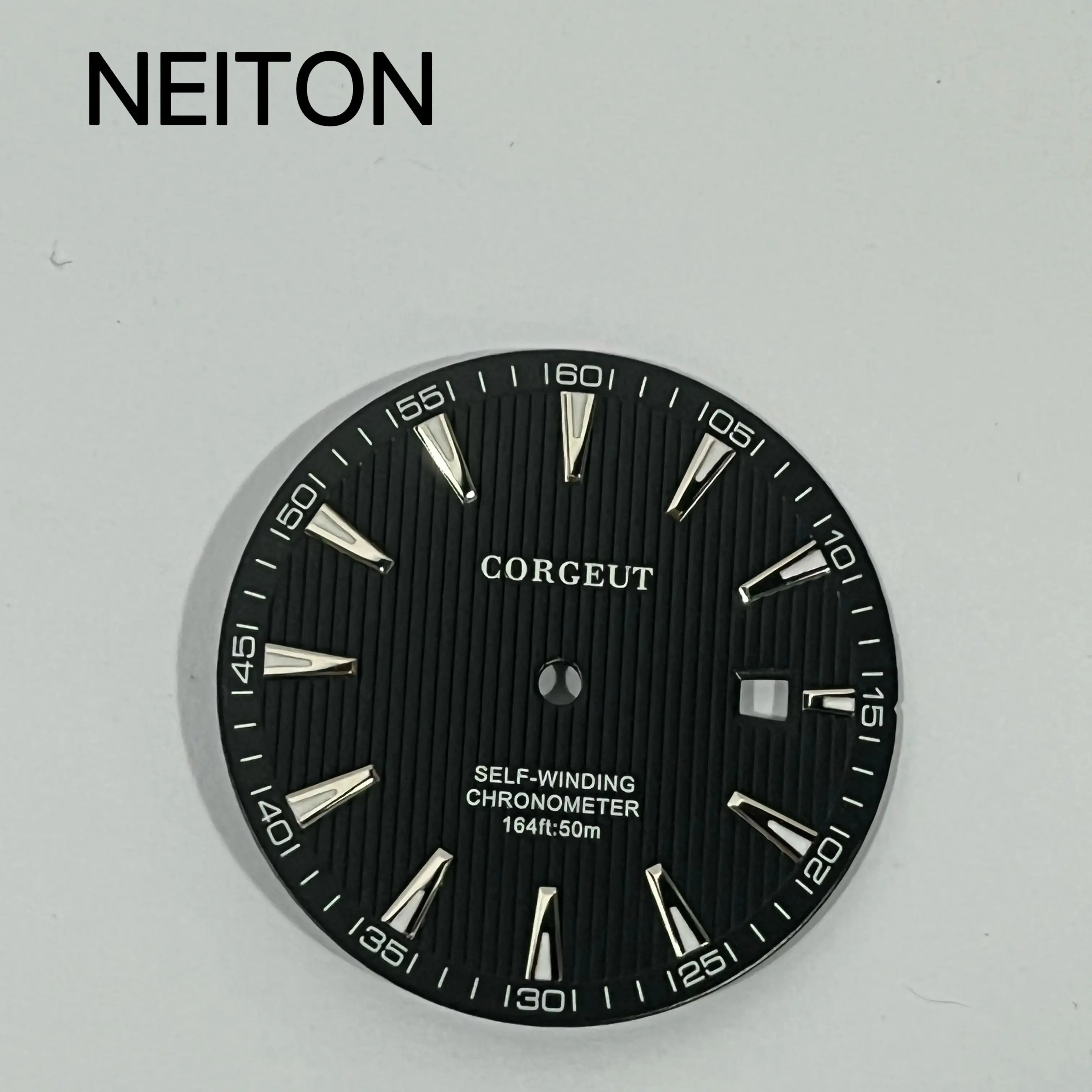 Netion black blue white watch dial 33.4mm fit NH35 ETA2824 2836 Miyota8215 821A Mingzhu DG2813 3804 PT5000 movement luminous - view 3