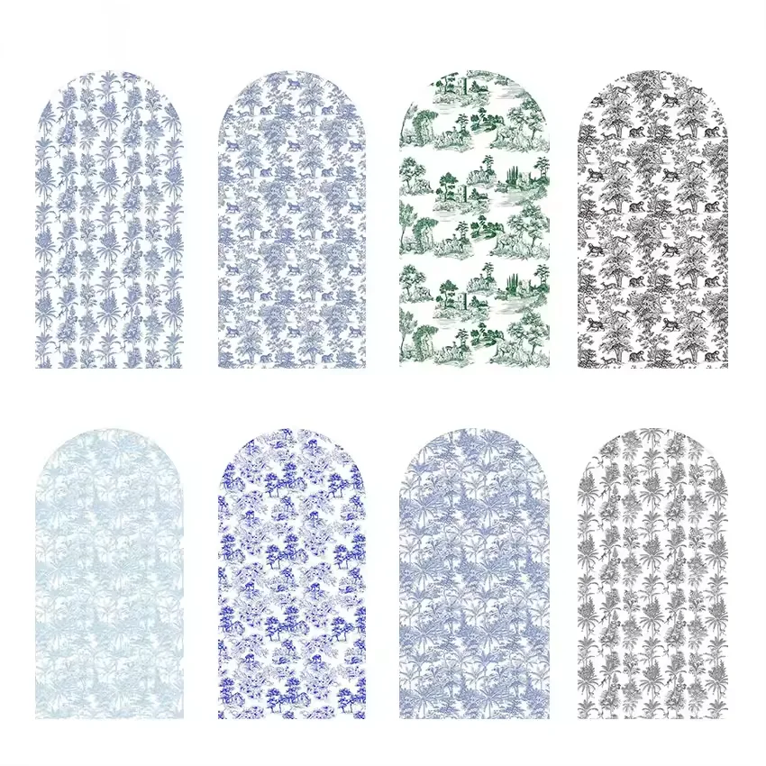 

LS Custom 2-Sided Jungle Animals Patter Wedding Birthday Party Baby Shower Covers Chiara Arch Wall Decor Backdrop Photo Studio