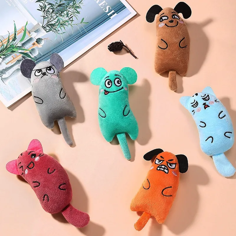 Juguete interactivo para gatos con hierba gatera para moler dientes, juguete para gatos de peluche con forma de ratón, garra para masticar, morder el pulgar, menta para gatos, accesorios divertidos