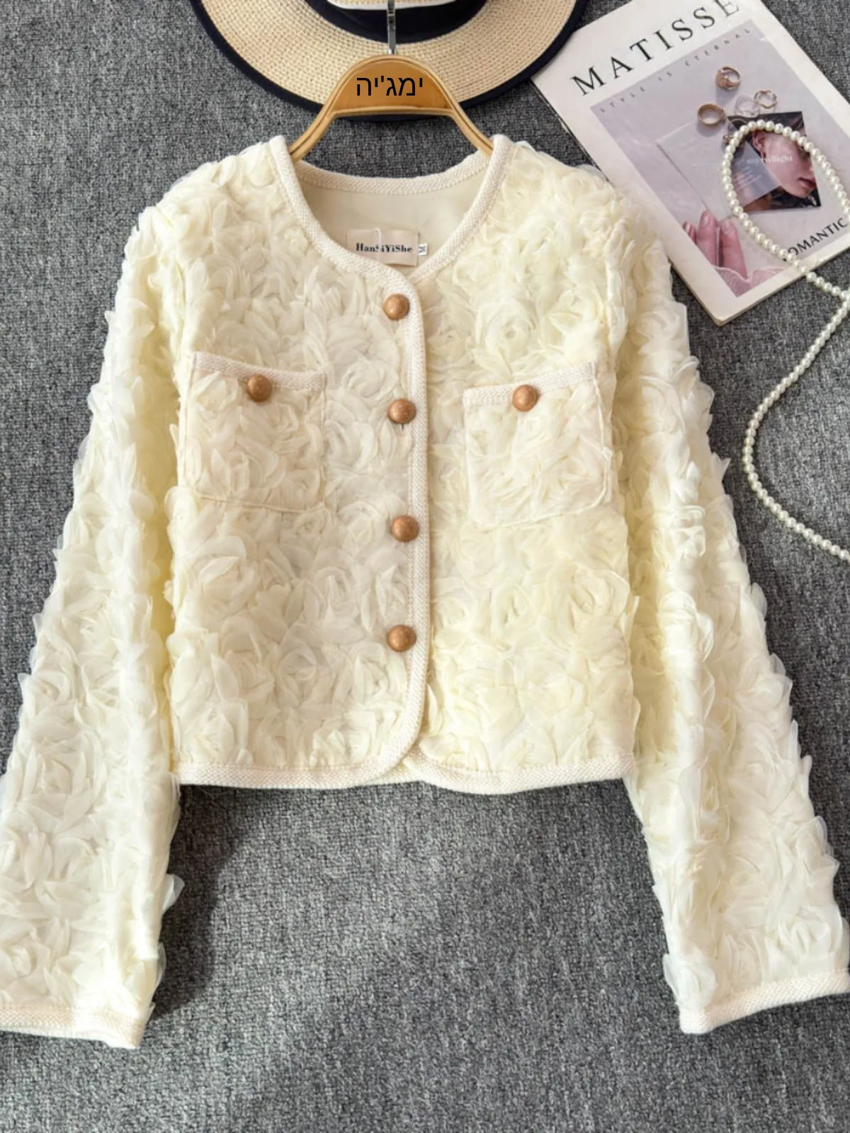 Elegant Short Coat Women's Fashion 2025 Winter New High-End Feeling 3D Flower Decoration Shangxiang Style Warmth Commute Style