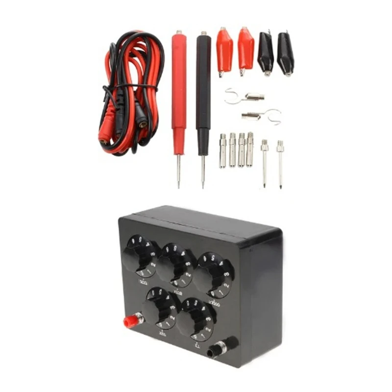 0-9999.9Ohm Adjustable Variable Resistance Box  Resistor Equipment with 16 Digital Test LeadsFor Physical Teaching