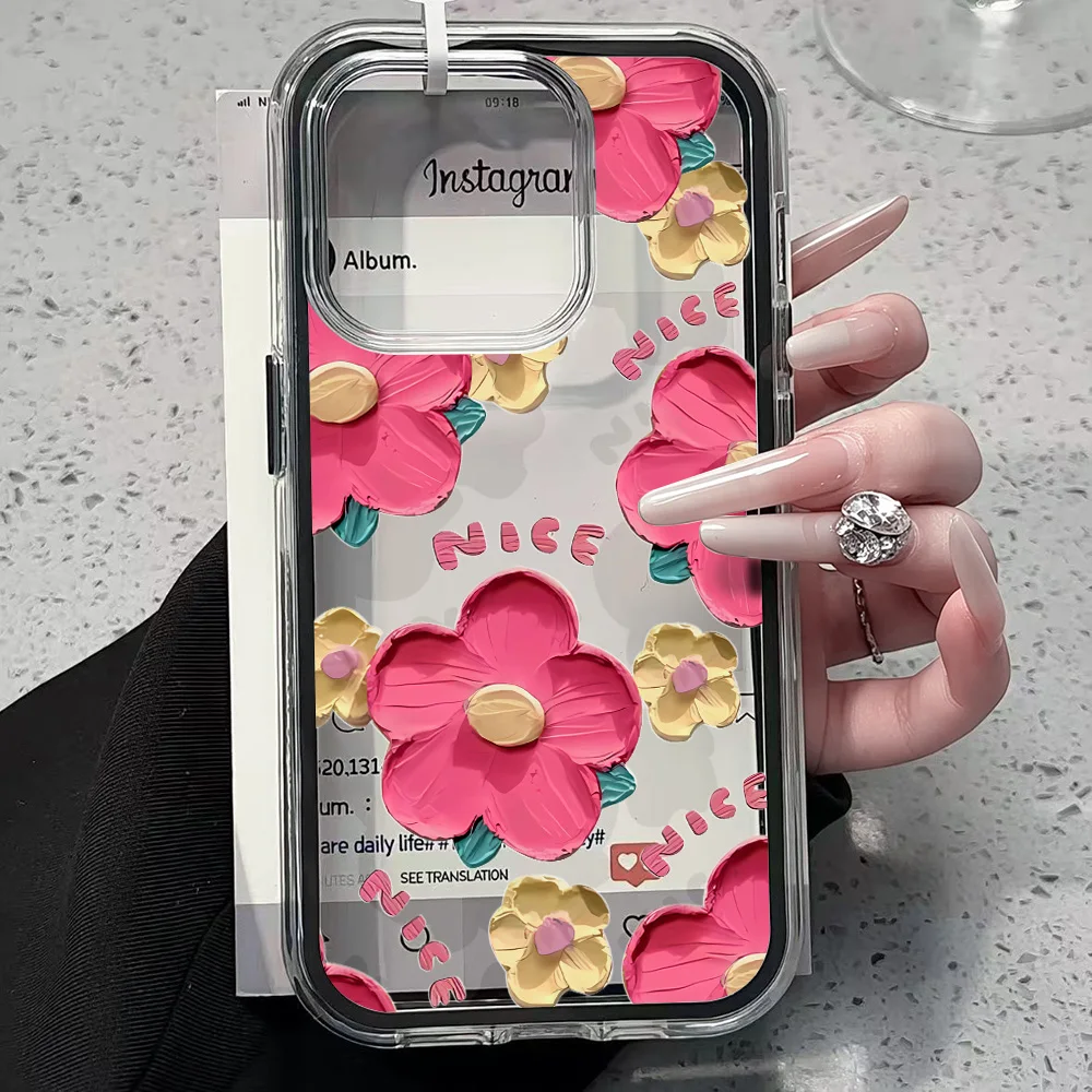 Ölgemälde-Blumenmuster Klare Handyhülle für iPhone 17 13 16 15 11 12 14 Pro Max 17 Air XR X Hülle Silikon Stoßfeste Abdeckung – Detail 2