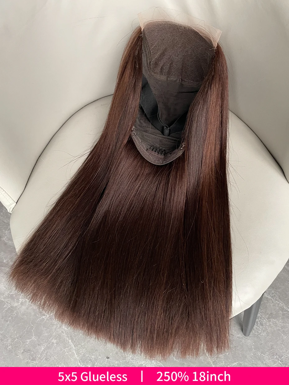 100% Raw Vietnamese Double Drawn 13x4 Bob Human Hair Wig Bone Straight Lace Frontal Human Hair Wigs #2 Brown Colored 250 Density
