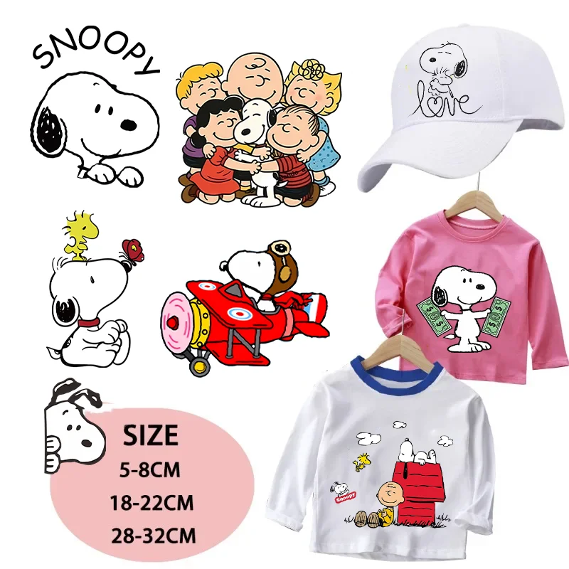 Snoopys Cartoon Iron on Patches for Clothing Kawaii DIY Heat Transfer Stickers Adult Kids Clothes Custom Sticker Applique Gift