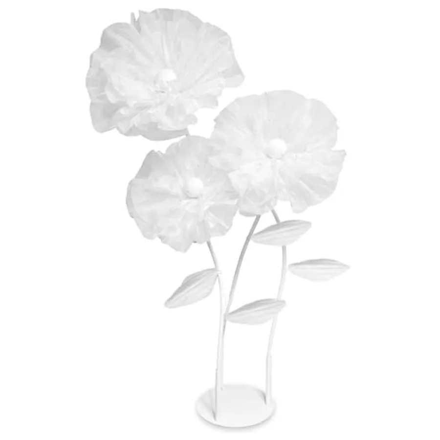 

Giant Standing White Artificial Flowers 3 Large Organza Flowers with Stems Stand, Wedding Party Backdrop Decor for Events, Stag