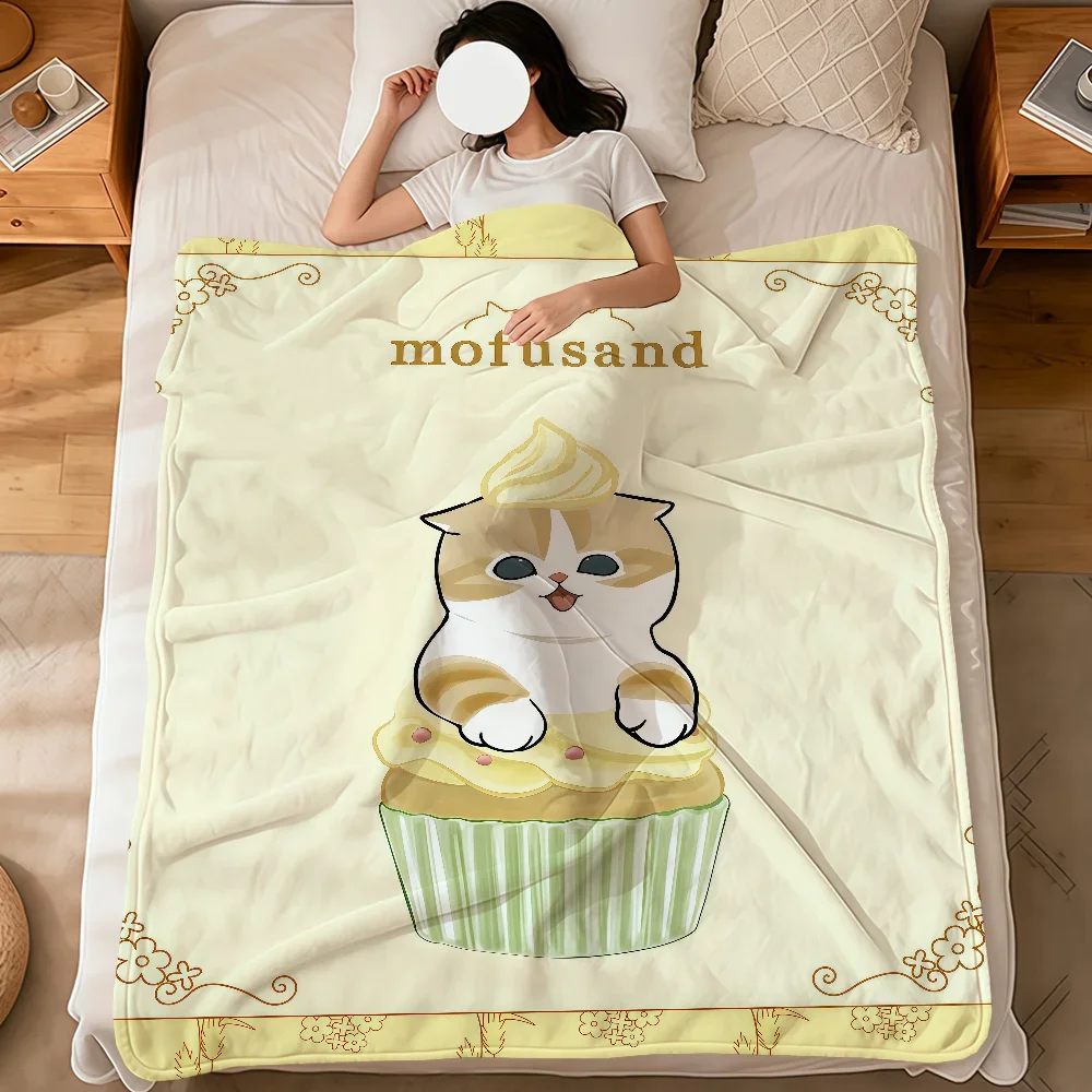 Kawaii Cat Christmas M-Mofusand Flannel Soft Warm Plush Blanket for Sofa Living Room Pet Hogar Bedroom Gift Home Car Portable