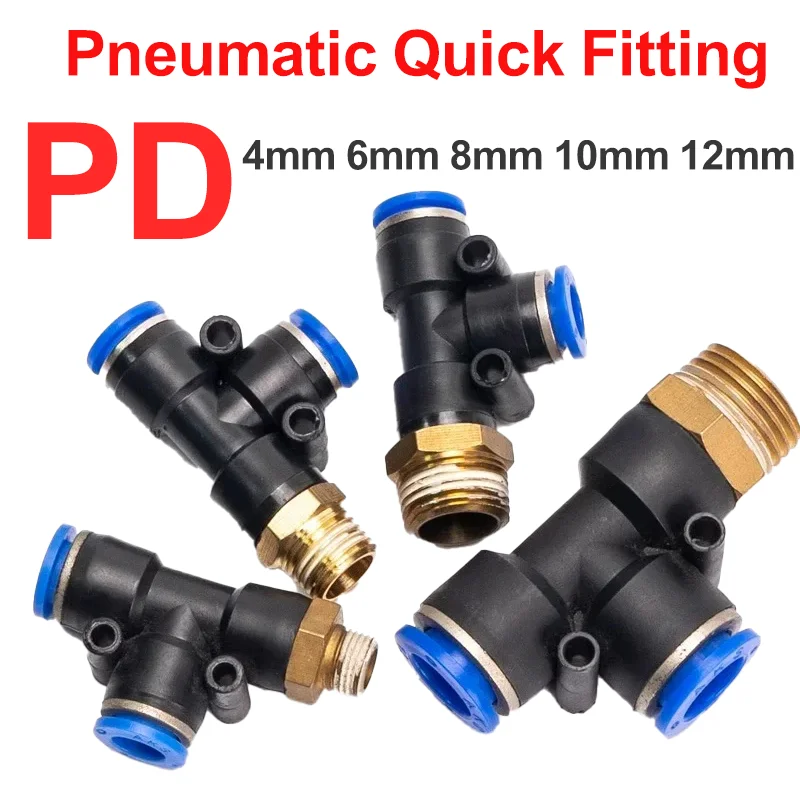 

PD Pneumatic Fittings 4 6 8 10 12mm Hose OD 1/8" 1/4" 3/8" 1/2" Male Thread Pneumatic Tube Elbow Connector Tube Air Push In