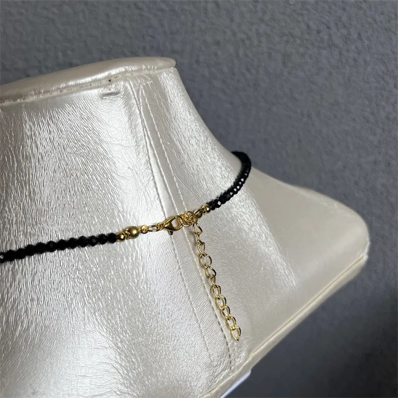 40cm+5cm Fashion Brand Simple Black Spinel Beads Short Necklace Female Jewelry Women Choker Bijoux Femme Ladies Party 2023