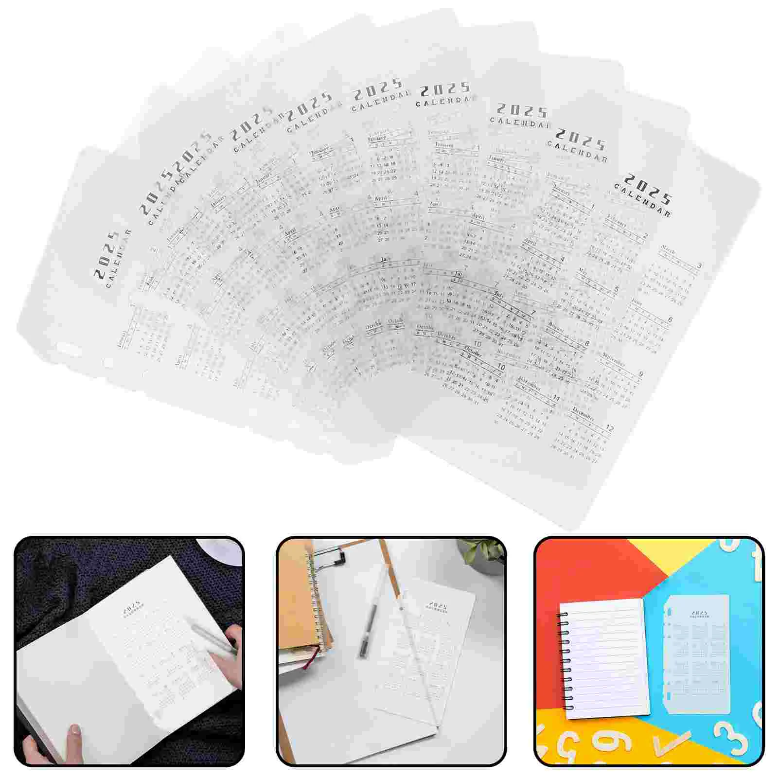 10 ชิ้น Frosted ปฏิทิน Bezel โน้ตบุ๊คทุกวันแยก Binder แบ่งพาร์ทิชันแทรก Pp แบบพกพา Paperplan