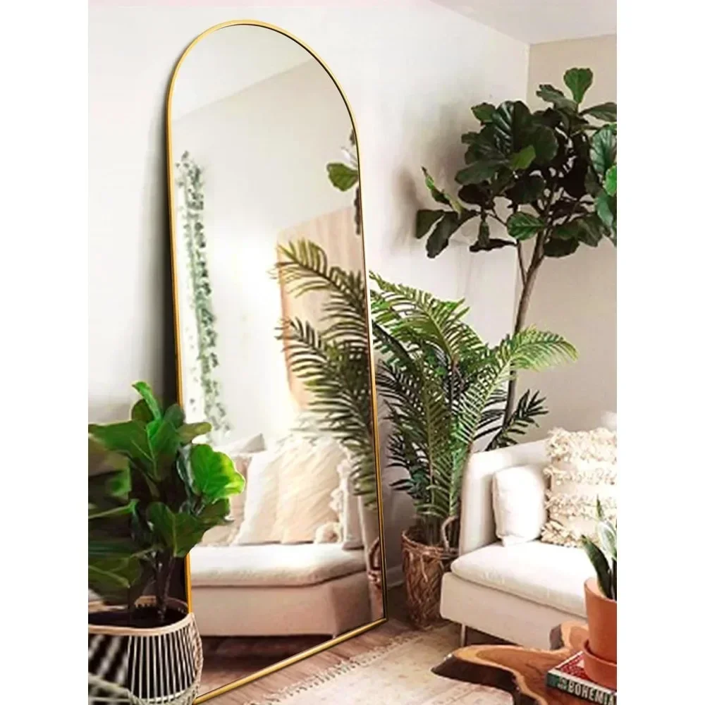 Floor Mirror, Full Length Mirrors with Stand, Arched Wall,Glassless Full Length,Mounted for Bedroom Living Room(Gold)