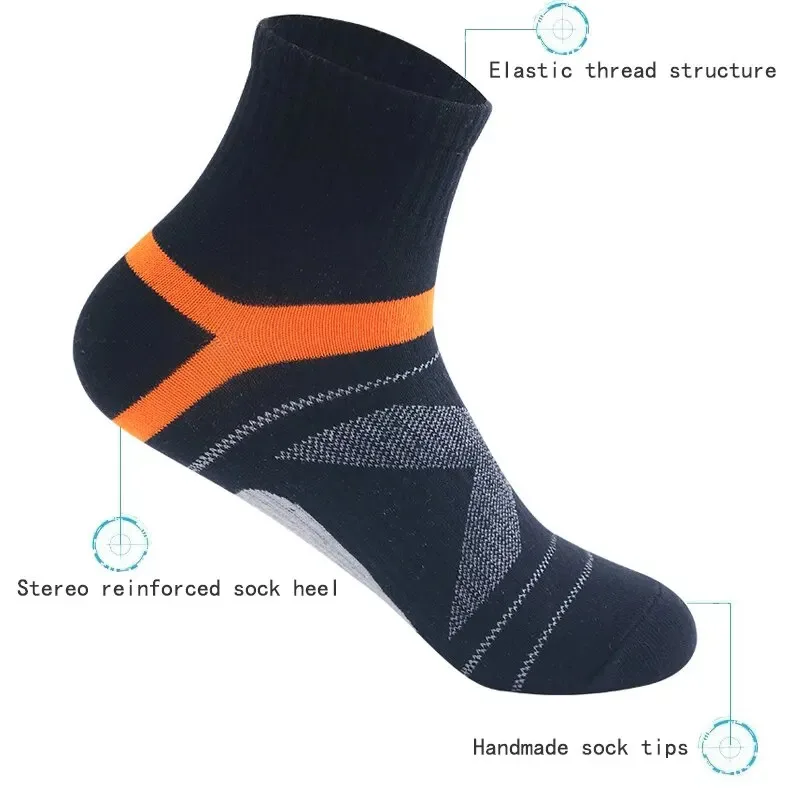 5 أزواج من الجوارب القطنية للرجال باللون الأسود للمشي لمسافات طويلة في الهواء الطلق والرياضات الدافئة مناسبة لامتصاص العرق والجوارب القابلة للتنفس #5