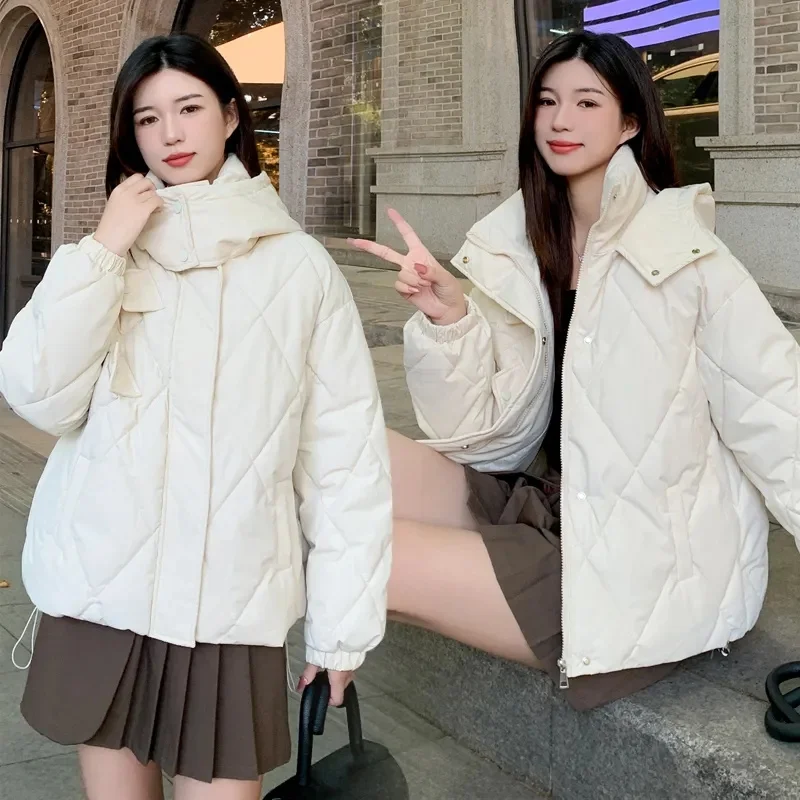 2023 New Winter Loose Jacket Hooded Short Puffer Coats Women Parka Overcoat Cotton-padded Clothes Female Streetwear Outerwear