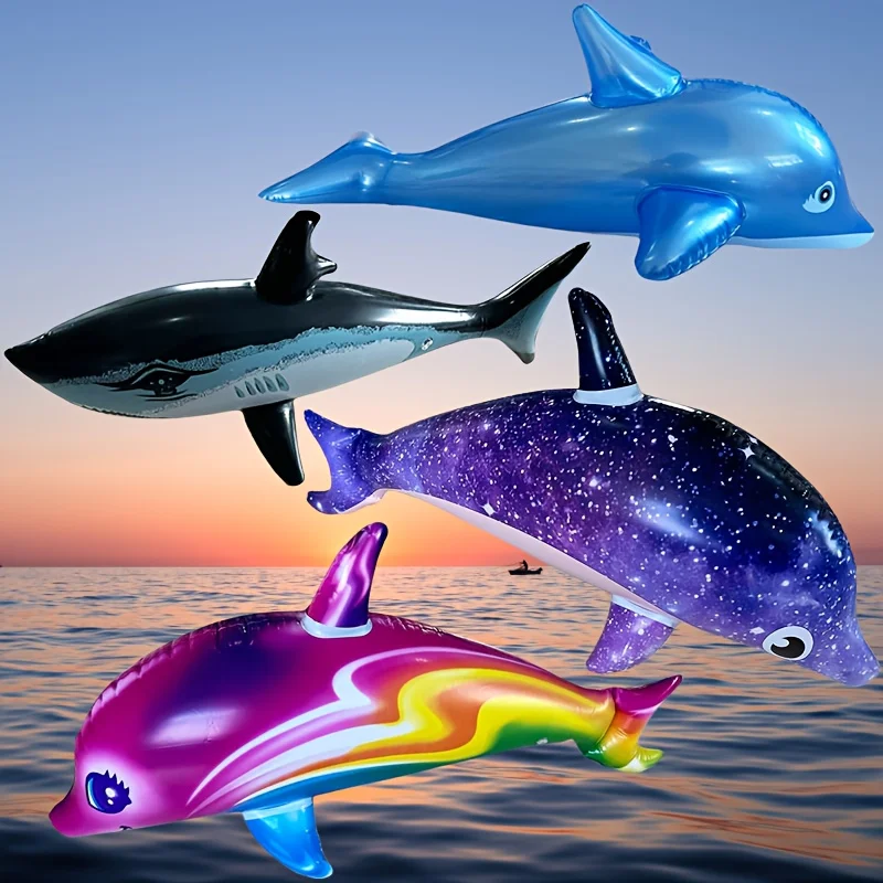 Delfines inflables coloridos, juguetes para fiestas acuáticas, adecuados para piscinas de verano, juguetes para salpicaduras de playa, juguetes con globos para fiestas en la piscina