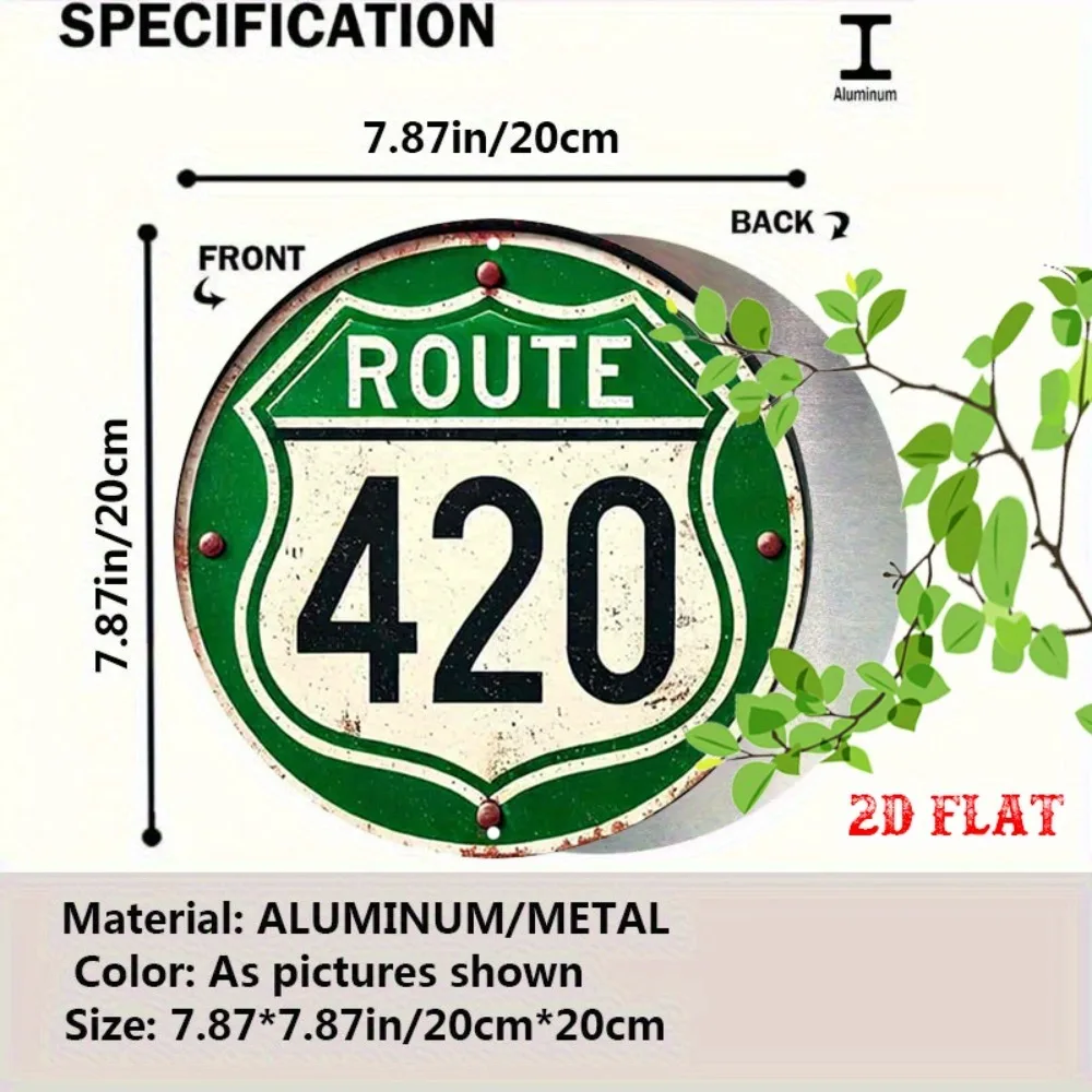 Brand Route 420 Vintage Green Metal Wall Art Aluminum Sign For Home Decor Gift