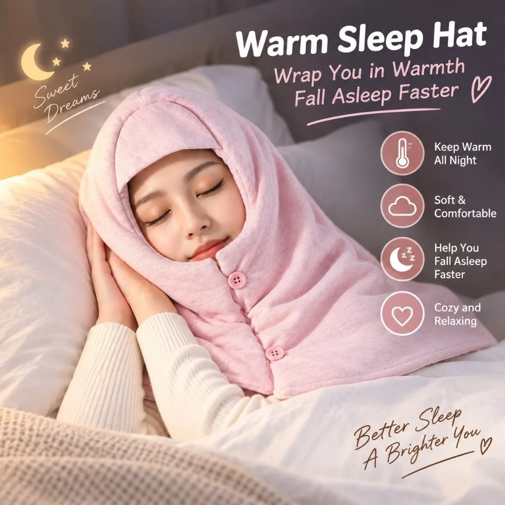 Comfortable Cotton Material Sleep Hat Soft Fabric Warm Lining Night Cap Warm Head Cover Maternity