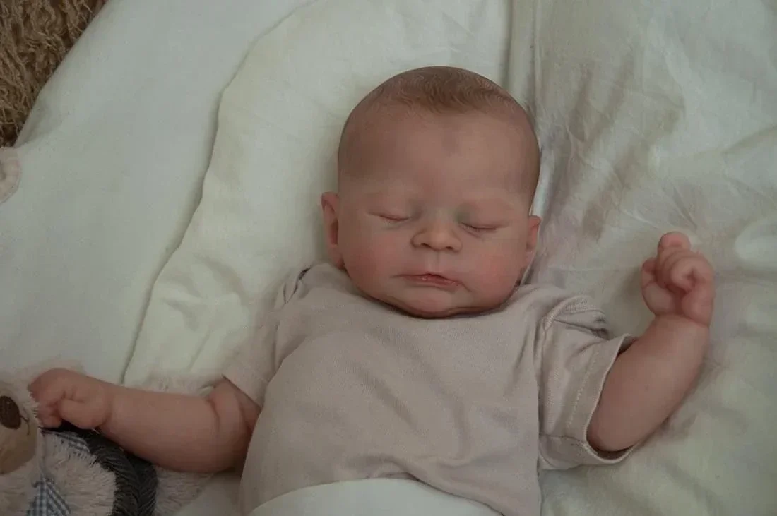 48CM Timothy Reborn Baby Doll Newborn Sleeping Baby Genesis Hand Painted Doll with Visible Veins Collectible Art Doll