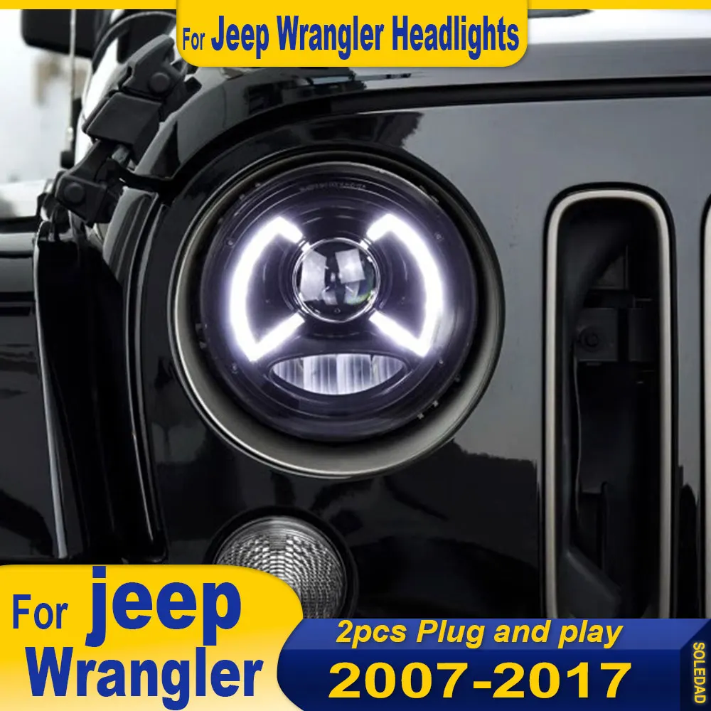 

Автомобильная фара в сборе для Jeep Wrangler, фара 2007-2017 Wrangler, головной свет DRL, указатель поворота, ближний свет, линза проектора