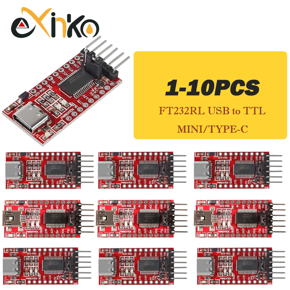 1-10 piezas módulo adaptador FT232RL FTDI USB 3.3V 5.5V a TTL para Arduino, FT232 Pro Mini, USB a TTL 232
