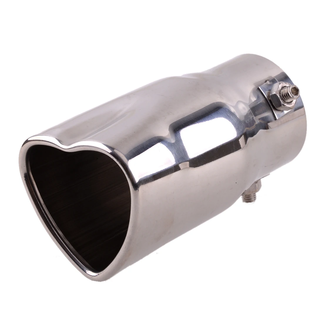 Universal Car Stainless Steel Exterior Rear Silver Heart Shape Tail Inlet Exhaust Muffler End Tip Pipe Cover