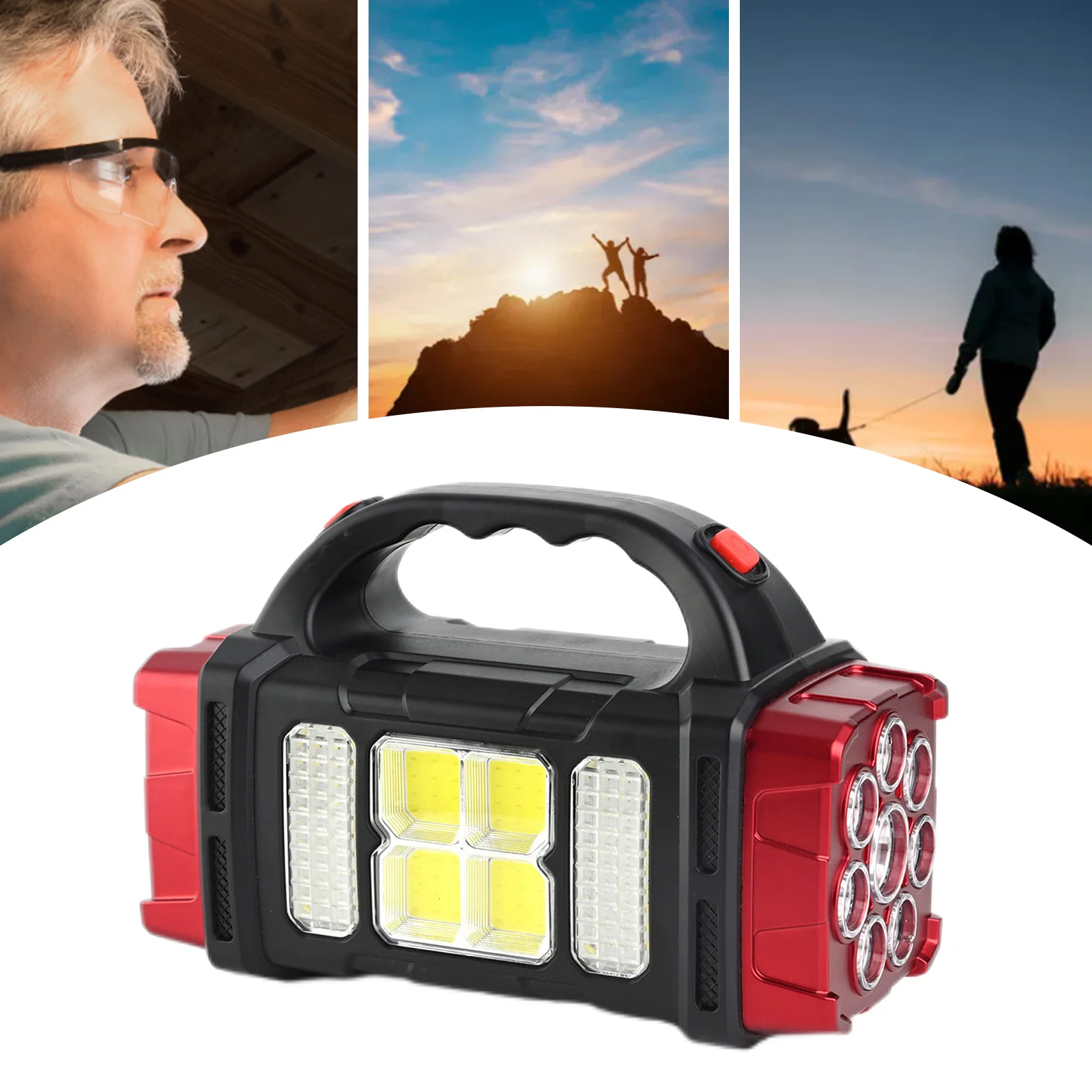 Portable Powerful LED Flashlight 4 Modes USB Rechargeable Torch Light Waterproof Lantern Outdoor Solar Light for Camping Hiking