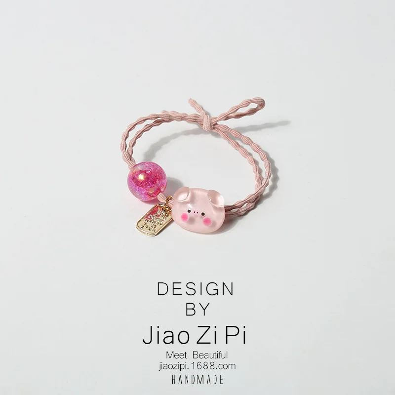 ربطات شعر الخنزير الوردي، أربطة مطاطية لطيفة للنساء على الطراز الكوري الياباني، إكسسوارات شعر أنيقة