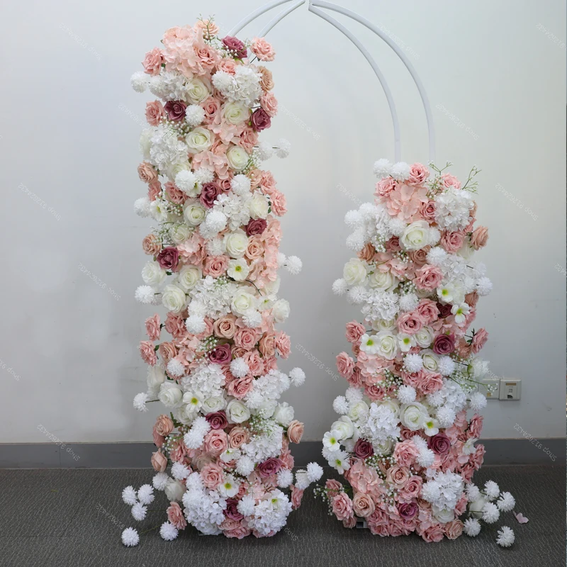 

Luxury Horn Arch Flower Rose Baby's Breath Wedding Decor Floral Row Arrangement Event Stage Supplies Photo Window Prop Display