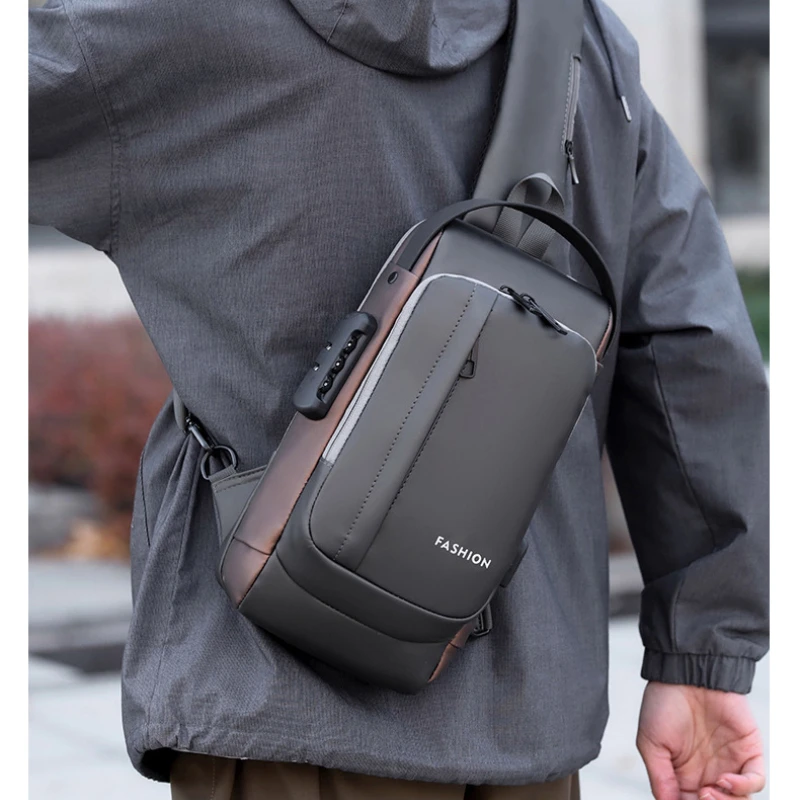 Large Capacity Men Usb Waterproof Sports Running Multifunction Shoulder Crossbody Bag Messenger Chest Sling Travel Pack for Male