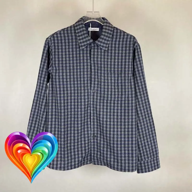 2025fw Plaid Black Blue Wool Blend Our Legacy Long Sleeve Shirt Men Women Spring Autumn High Quality Loose Pockets Shirts