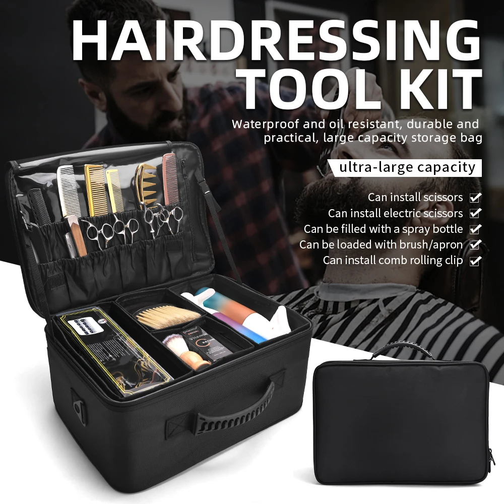 

Barber Black Electric Clipper Bag Salon Hairdressing Tool Storage Bag Carrying Travel Shaver Organizer Beard Trimmer Box Holder