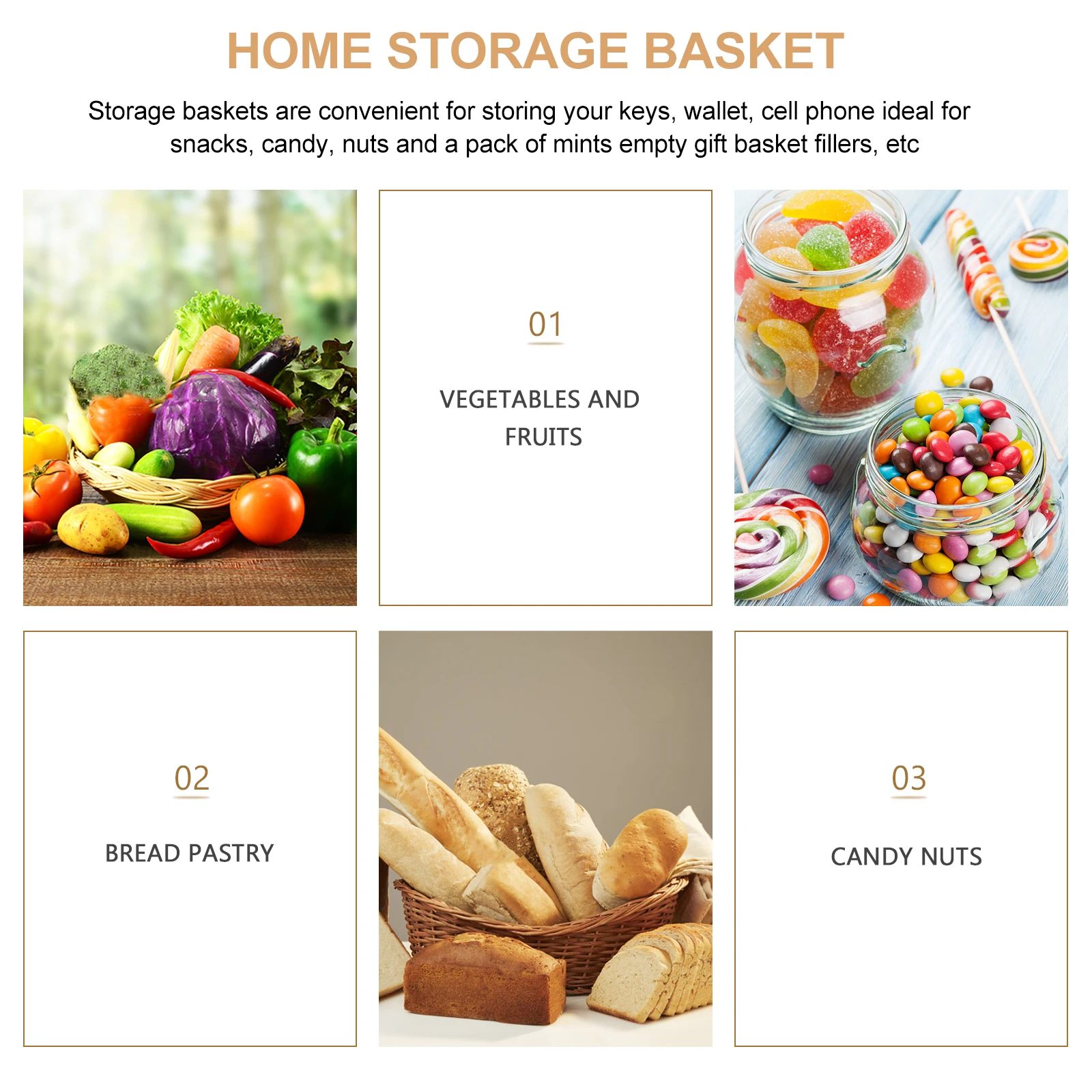 

2Pcs Rattan Baskets Woven ganizer Tray Food Storage Holder Kitchen Food Holder Snack Basket Home Office Bedroom Decor