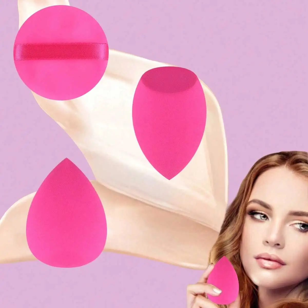 Make-up-Pinsel-Set, inklusive Puderpinsel, Rougepinsel, Textmarkerpinsel, Lidschattenpinsel, Wimpernpinsel, Eyeliner-Pinsel, abgewinkelt