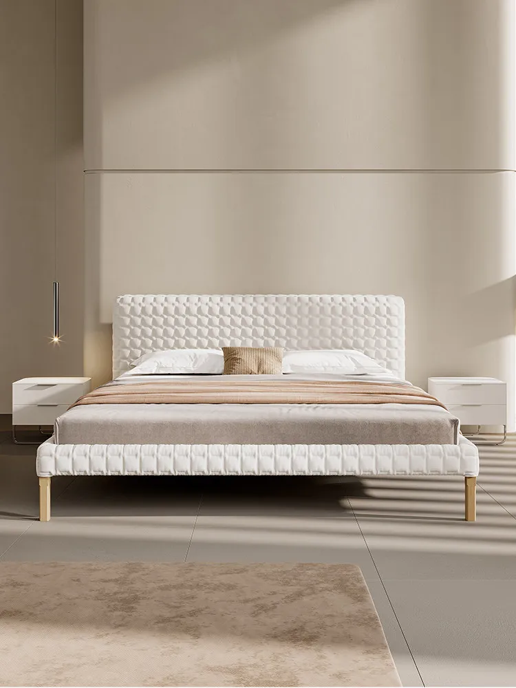 Modern simple fabric  Cream wind master bedroom big New double cloth 1.8 meters soft bag wedding