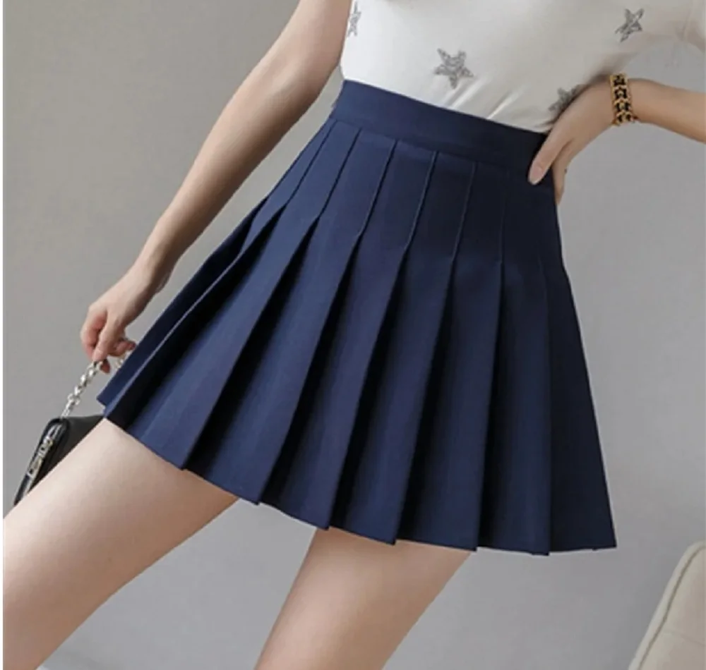 Faltenrock für Damen, elastische Taille, schwarzer Sommer-A-Linien-Rock, kleiner Spice Academy-Rock