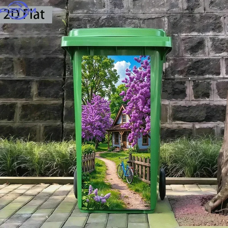 Trash Can Makeover Decor Sticker 2D Printed Art Pattern Bin Decal
