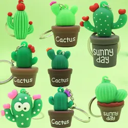 New Cactus Keychain Soft Plastic Bag Pendant Potted Green Plant Pvc Cactus Car Key Ring K5124