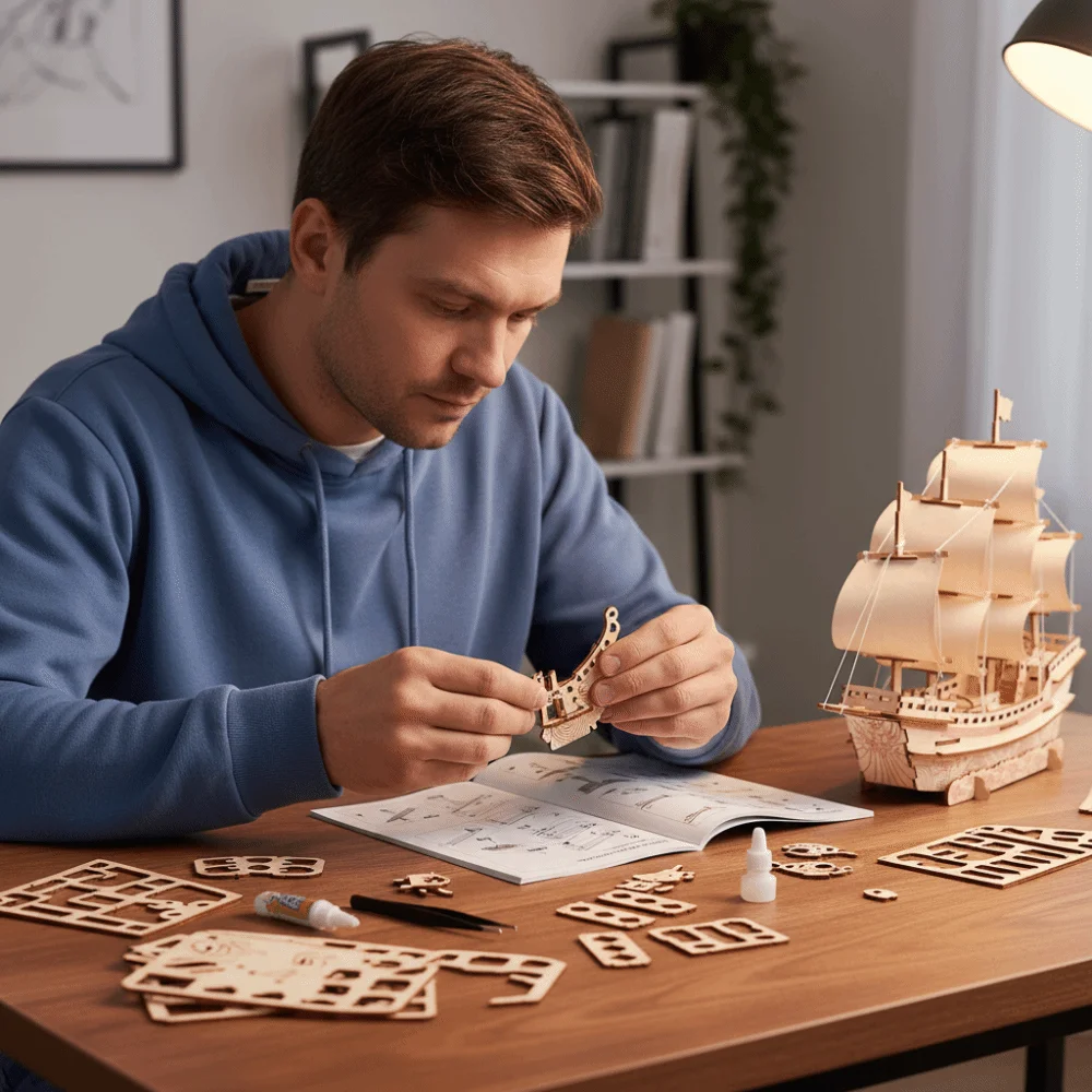 Fotografia 4: Quebra-Cabeça 3D de Navio Holandês em Madeira, Modelo Clássico de Construção 3D DIY, Kit de Montagem para Crianças, Decoração para Casa