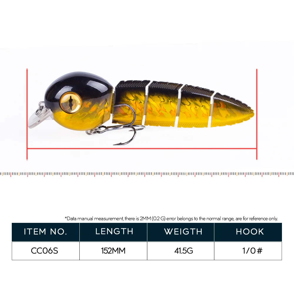 Tadpole Bait Sinking 6 Inch 42g Fishing Lures Multi Jointed Swimbait Wobbler Artificial Fake Hard Plastic Minnow Pike Tackle