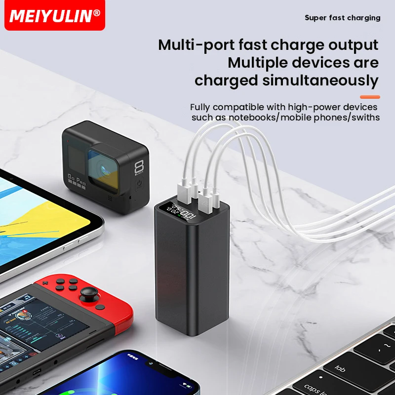 Banco de energia portátil com lanterna, 20000mAh, 100W, USB C, PD carregamento rápido, bateria de reposição externa para iPhone 15, 14, Samsung Laptop