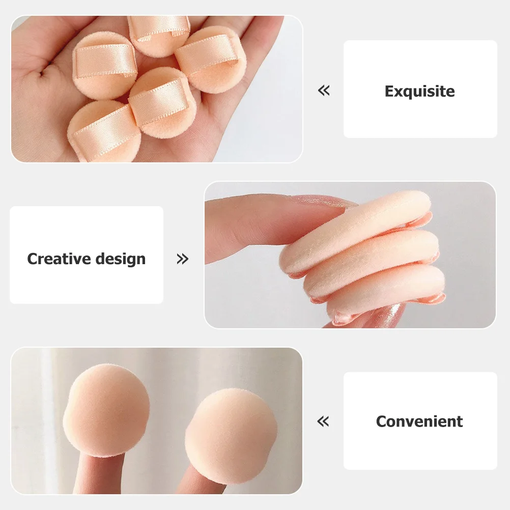 5Pcs Mini Powder Makeup Powder Soft Flocking Puff for Under Eye Nose Cheek Convenient Portable