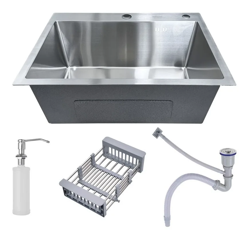 Cuba Sink Stainless Steel Kitchen Gourmet Silver With Accessories 60x45 Brinovar