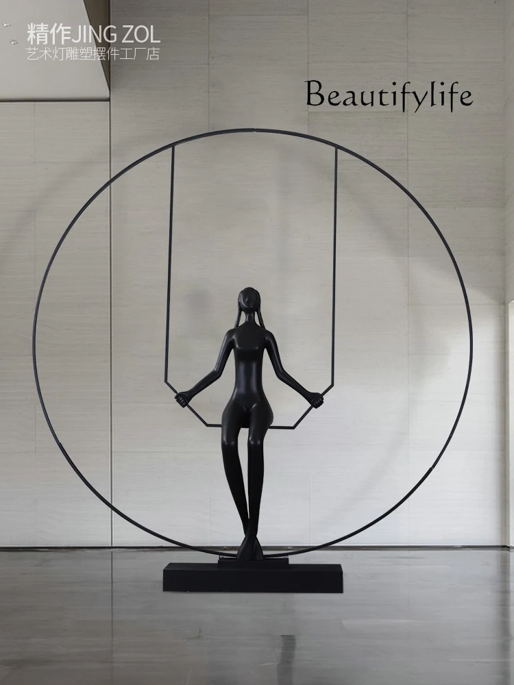 Creative Abstract Figure Sculptured Ornaments Display Center Model Room Large Glass Fiber Floor