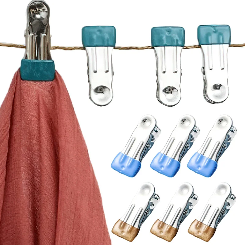 

10PCS Multifunctional Traceless Clip Stainless Steel Towel Socks Underwear Drying Rack Portable Sealing Clip Home Storage Clip