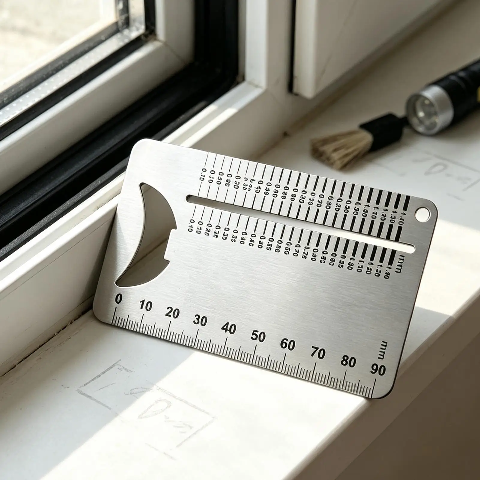 Gap Gauge Ruler Non-Slip Multi-Functional Tool With Bottle Opener Stainless Steel Gap Width Measuring Ruler For DIY Projects