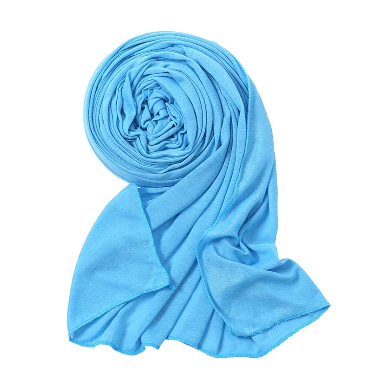 Einfarbig Premium Jersey Hijab Schal Frauen Plain Modal Baumwolle Schal Elastizität Muslimischen Hijab Turban Islam Stirnband Wraps – Detail 10