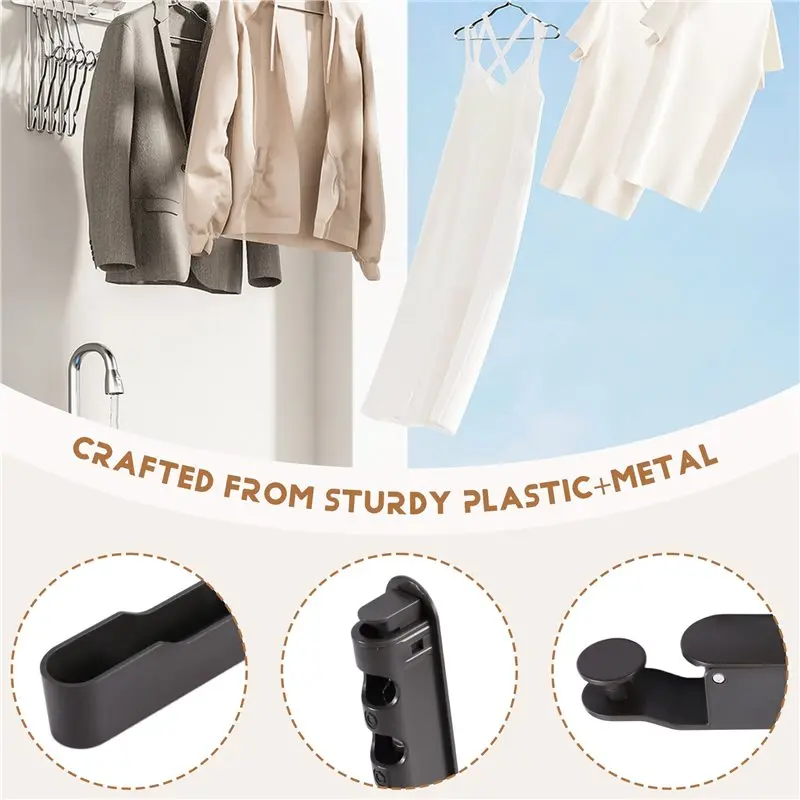 ALIM-Windproof Clip Included Foldable Over-The-Door Hanger 2Pcs Multipurpose For Doors 1.81