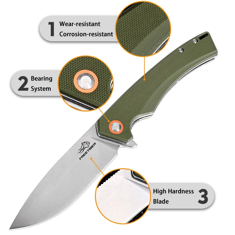 FREETIGER Folding Pocket Knife D2 Blade G10 Handle Outdoor Tool for Camping Hunting Survival Hiking EDC Fold Pocket Knives FT924 view 5